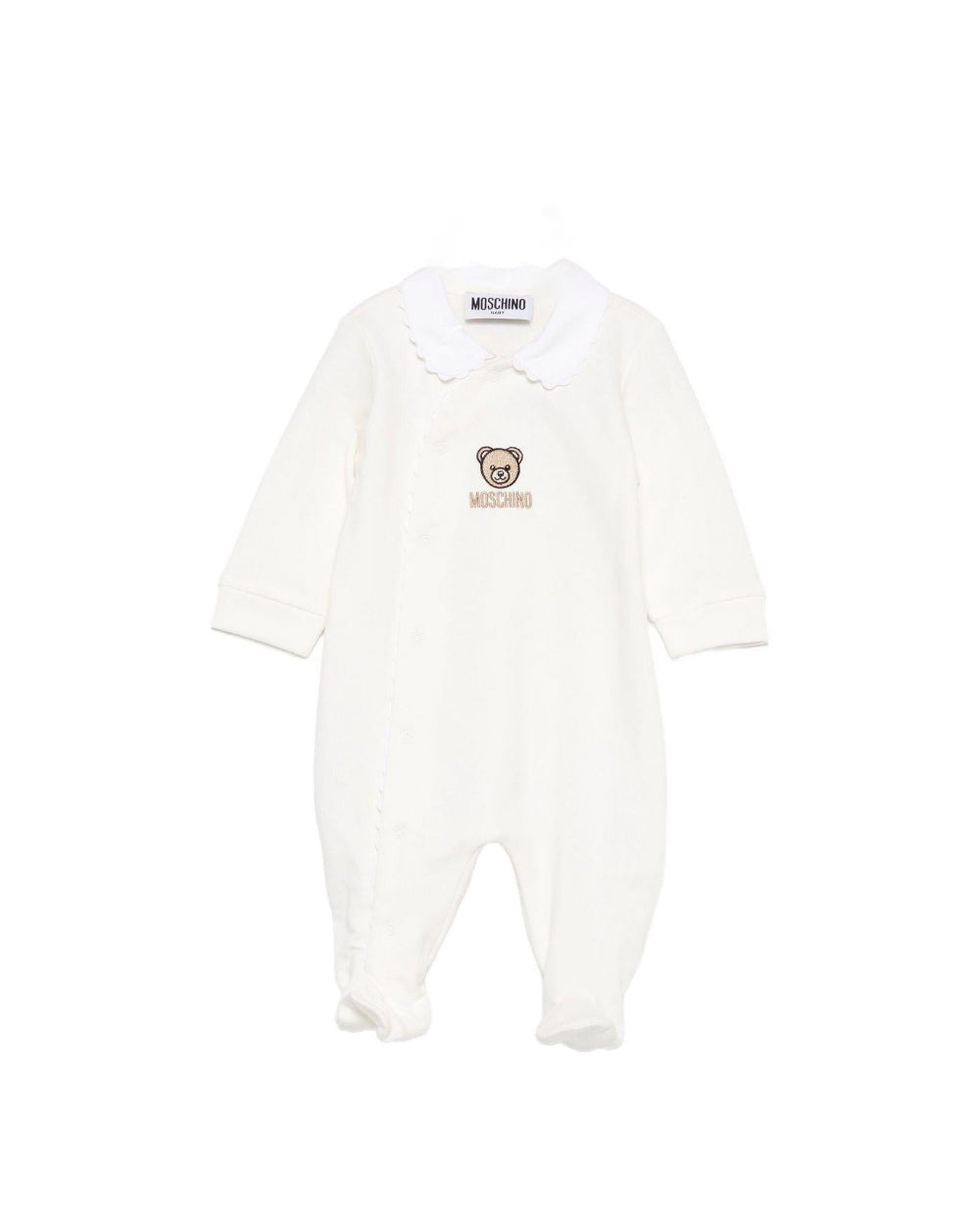 Moschino Kids Tutina Panna con Logo per Neonate
