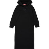 Diesel Kids Abito con Cappuccio in Felpa Nero per Bambine