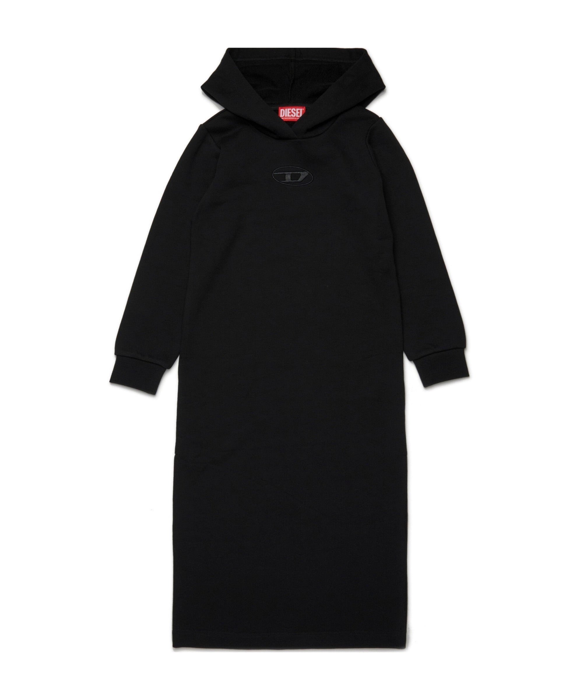 Diesel Kids Abito con Cappuccio in Felpa Nero per Bambine