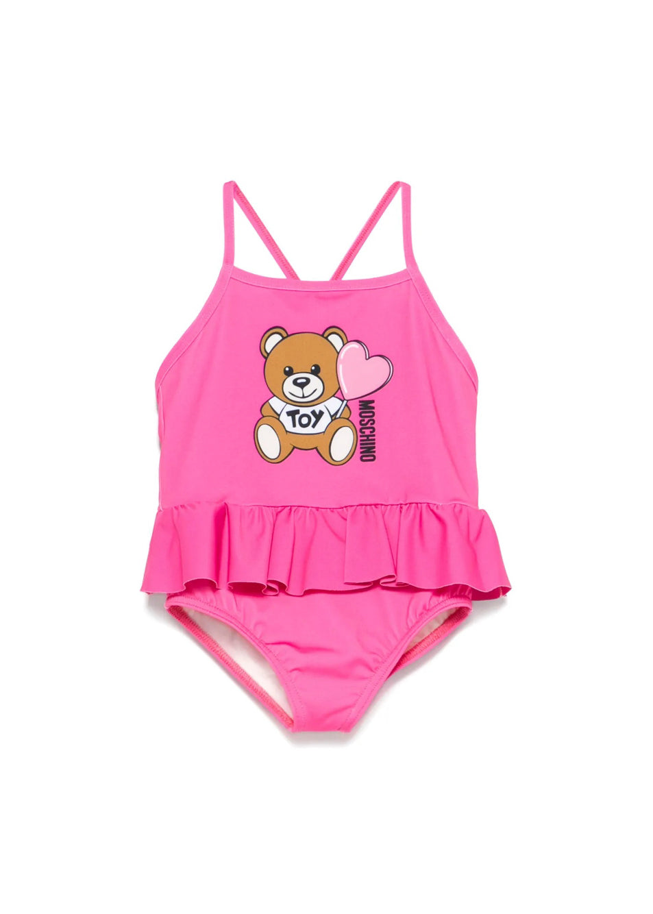 Moschino Kids Costume Monokini Fucsia con Ruches per Neonate