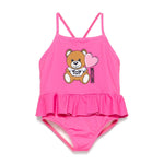 Moschino Kids Costume Monokini Fucsia con Ruches per Neonate