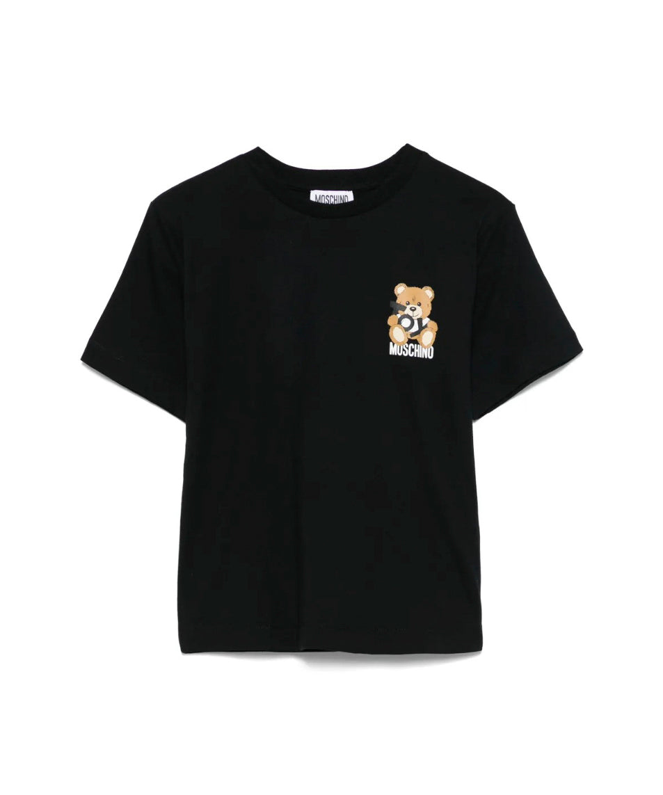 Moschino Kids T-shirt Nera con Stampa Toy per Bambini