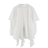 Pinko Kids Blusa Bianca con Rouches in Chiffon per Bambine