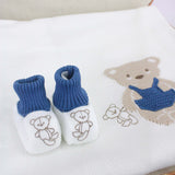 Marlù Scarpine Bianche Bianco/Blu con Ricamo per Neonati
