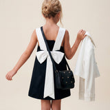 Elisabetta Franchi La Mia Bambina Abito Nero con Maxi Fiocco a Contrasto per Bambine