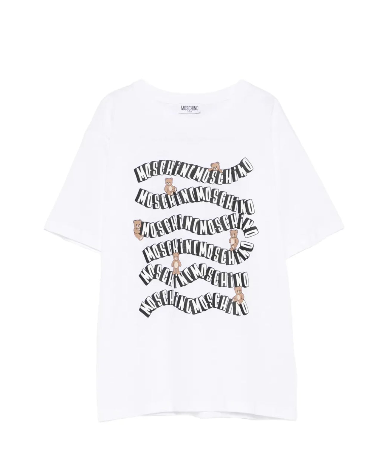 Moschino Kids T-shirt Bianco con Logo e Teddy Bear Unisex