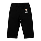 Moschino Kids Pantaloni Nero in Felpa con Stampa Teddy Bear e Logo per Neonati
