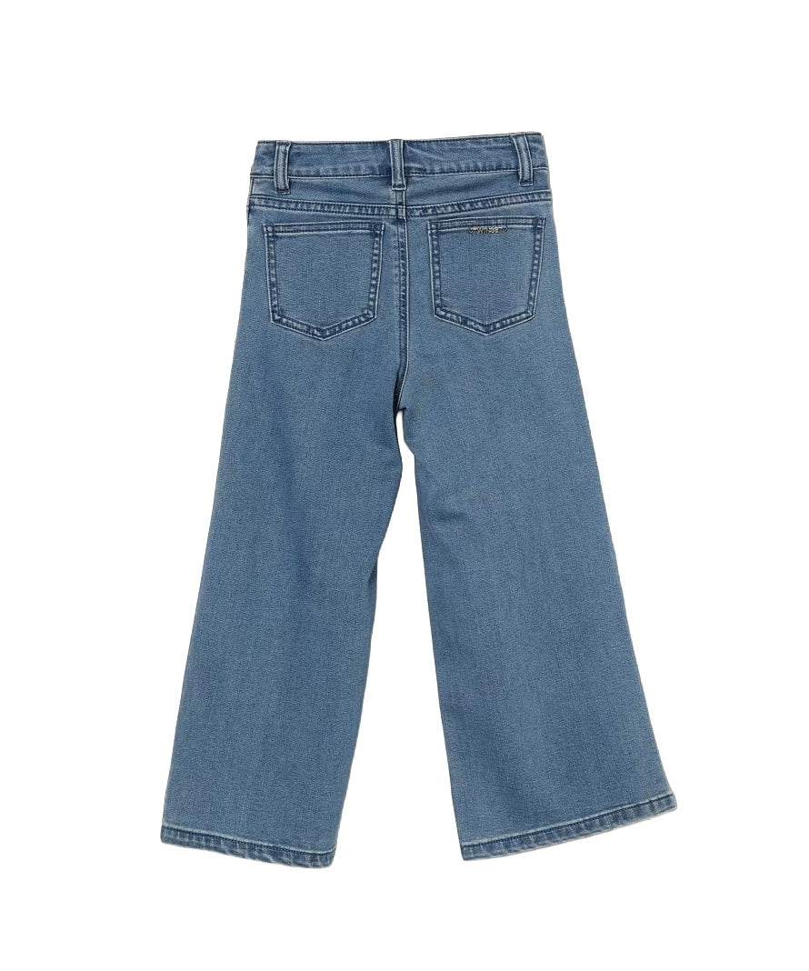 Twinset Kids Pantalone in Denim con Dettagli in Pizzo per Bambine