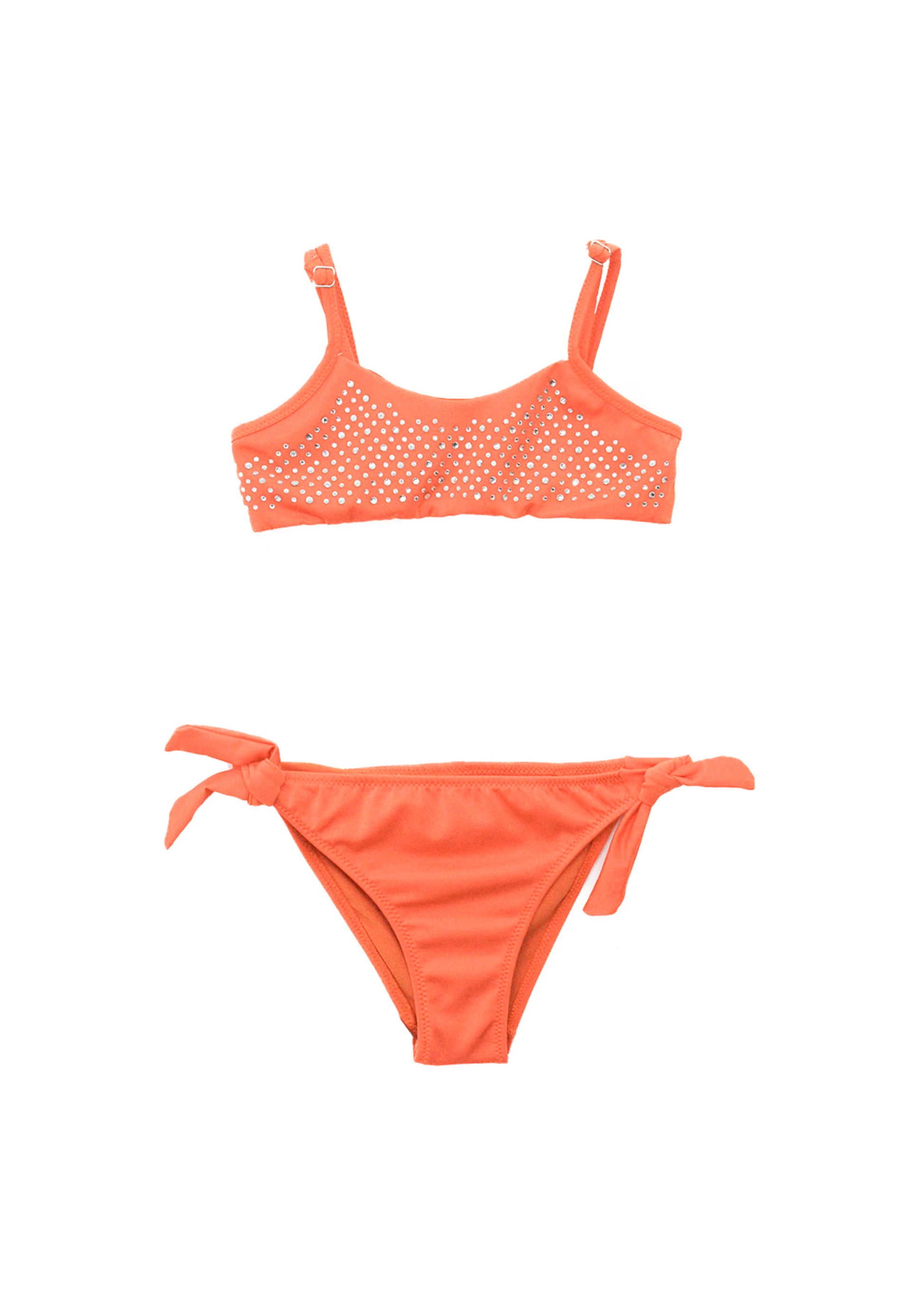 4GIVENESS Costume Bikini Arancione a Fascia con Strass per Bambine