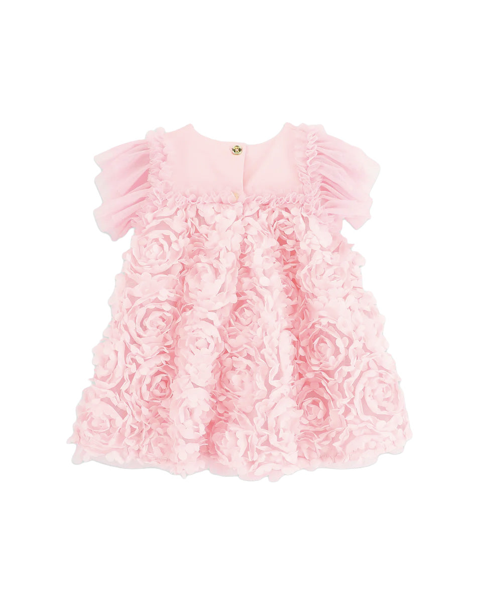 Angel's Face Kids Pennie Abito Rosa con Applicazioni Rose per Neonate