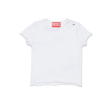 Diesel Kids T-Shirt Bianco con Logo Ricamato e Bottoni per Neonate