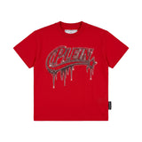 Philipp Plein Kids T-Shirt Rossa Unisex in Cotone con Logo Strass e Stella per Bambini