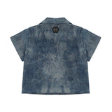 Philipp Plein Kids Camicia in Denim con Applicazione Strass per Bambine