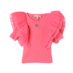 Twinset Kids Top Rosa con Maniche in Organza