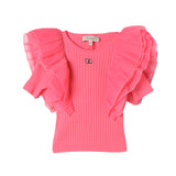 Twinset Kids Top Rosa con Maniche in Organza