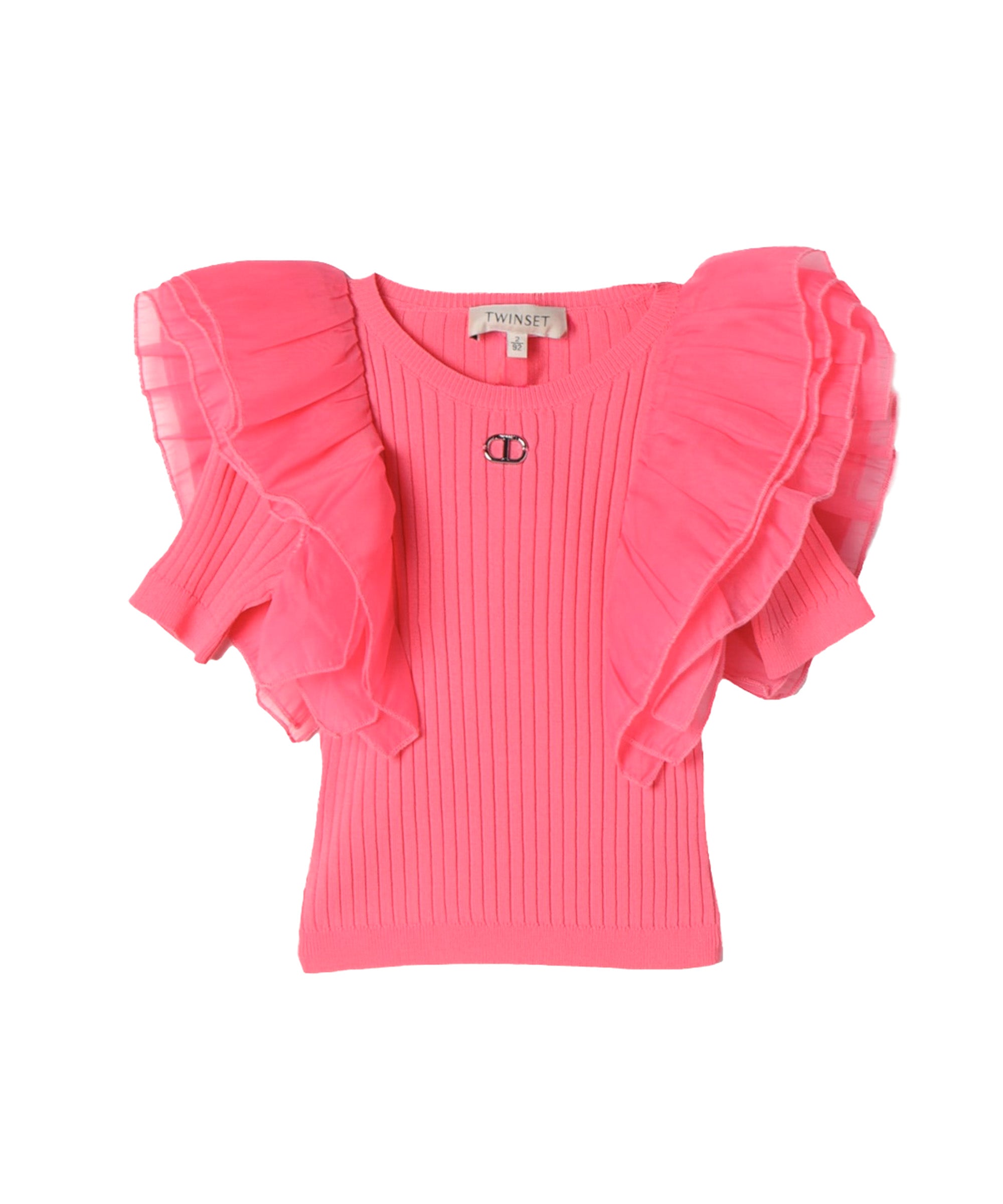 Twinset Kids Top Rosa con Maniche in Organza
