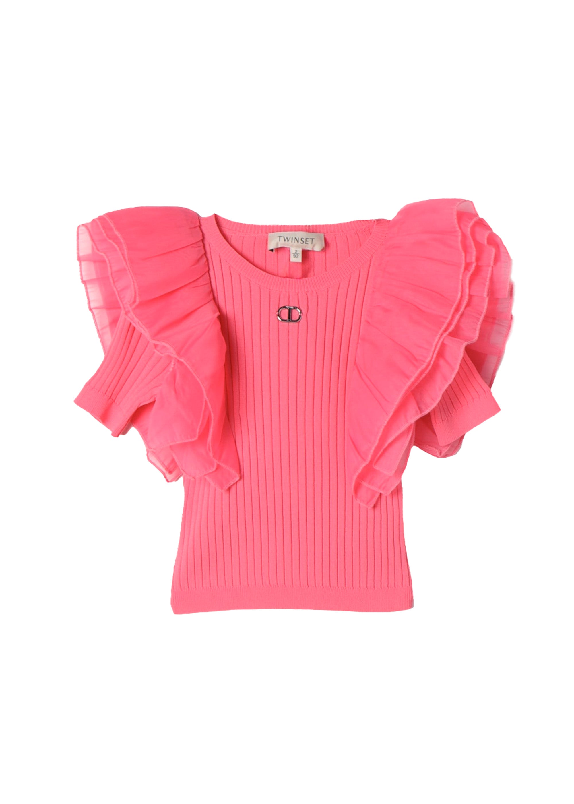 Twinset Kids Top Rosa con Maniche in Organza