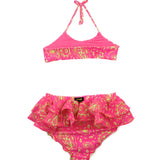 Effek Costume Bikini a Fascia Fantasia Fucsia con Ruches per Neonate