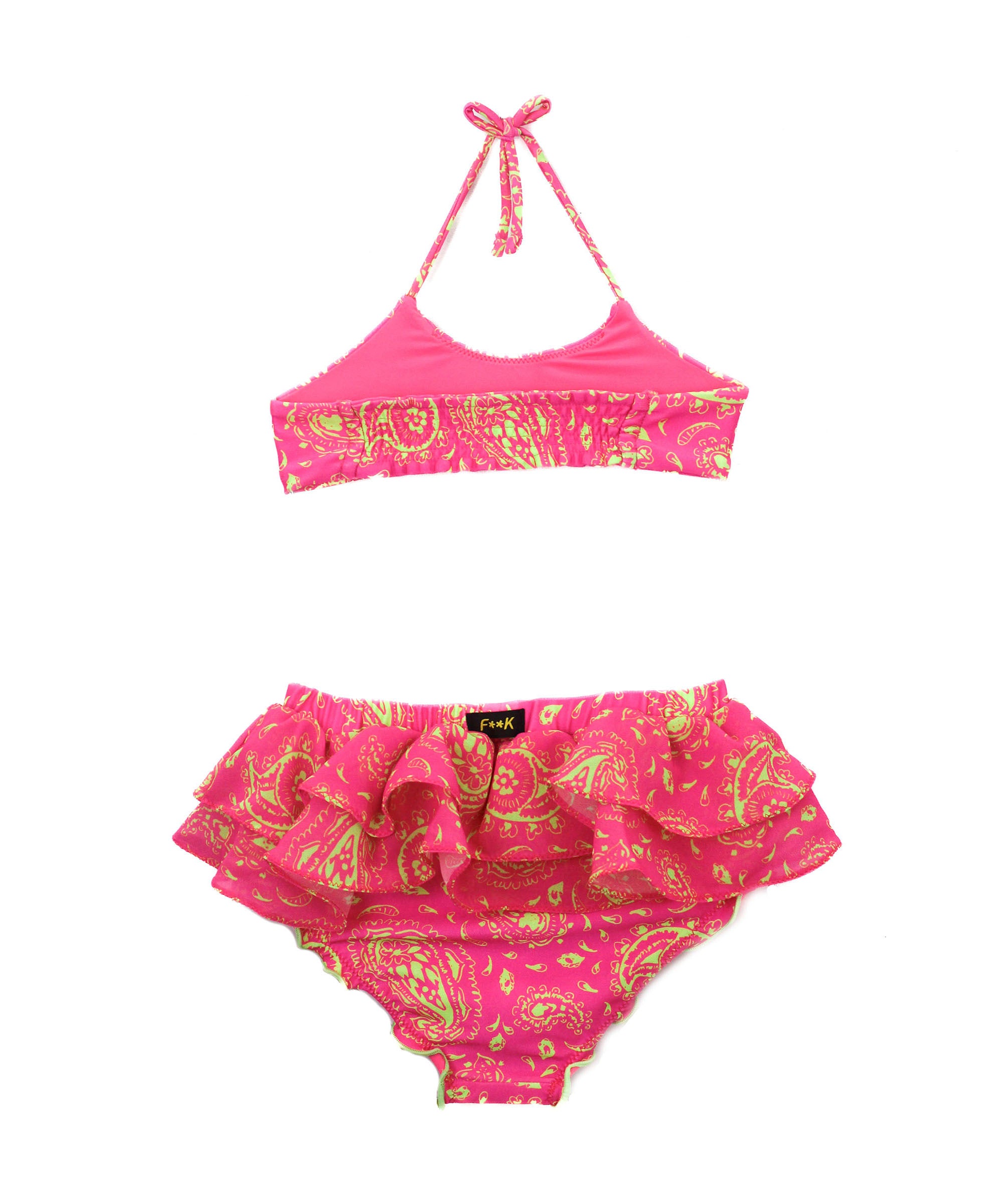 Effek Costume Bikini a Fascia Fantasia Fucsia con Ruches per Neonate