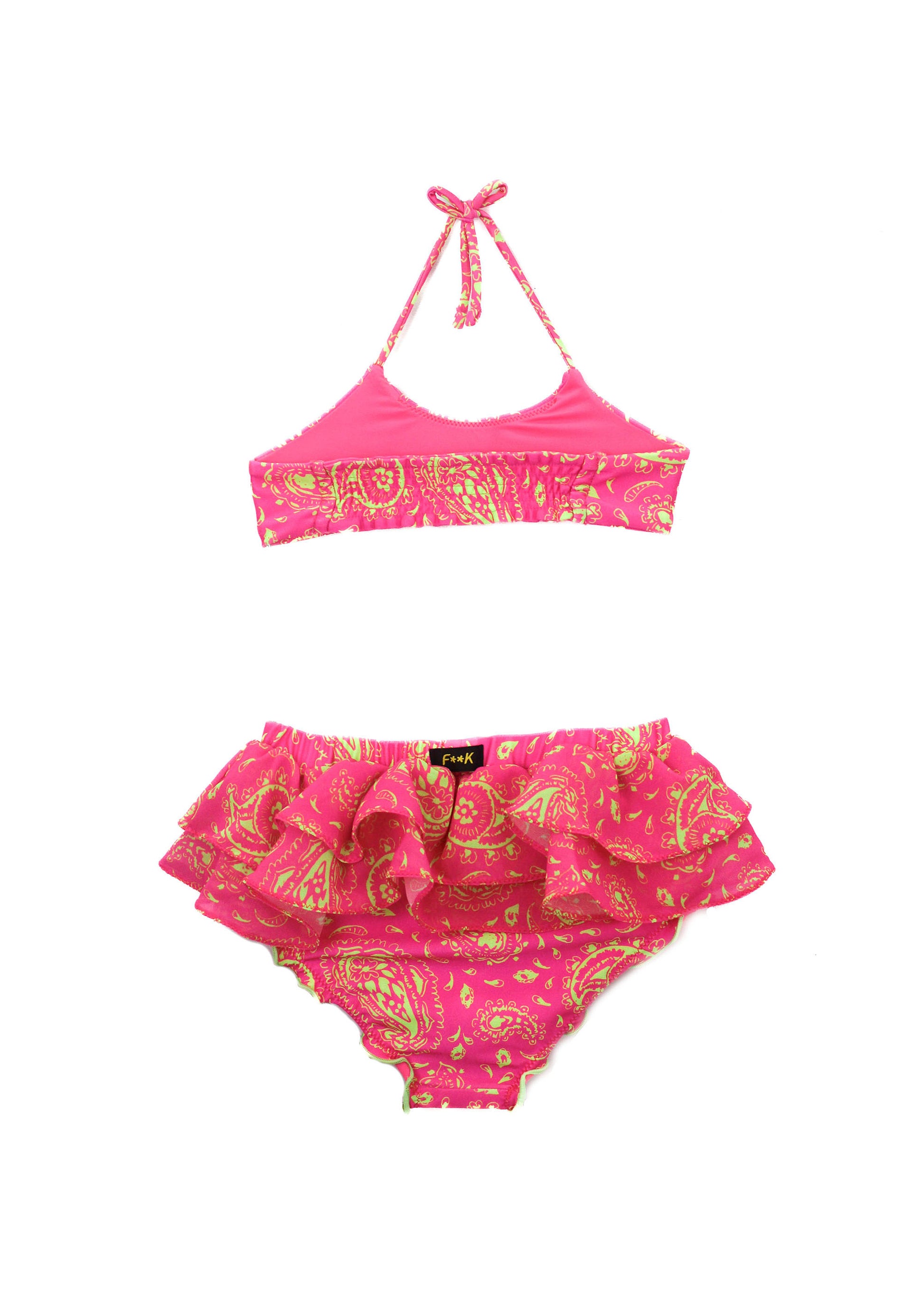 Effek Costume Bikini a Fascia Fantasia Fucsia con Ruches per Neonate