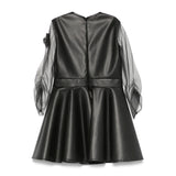 Elisabetta Franchi My Little Girl Black Dress with Flower Applique for Little Girls