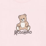 Moschino Kids Vestito Rosa in Felpa con Stampa Teddy Bear e Logo per Bambine