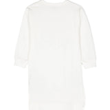 Moschino Kids Cream Dress with Logo Print for Girls