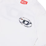 Diesel Kids T-shirt Bianca con Stampa Oval D per Bambini (dettaglio)
