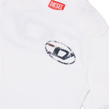 Diesel Kids T-shirt Bianca con Stampa Oval D per Bambini (dettaglio)