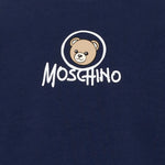 Moschino Kids Felpa Blu Navy Girocollo con Stampa Teddy Bear e Logo per Bambini
