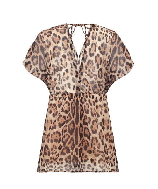 4Giveness Kids Copricostume Caftano Leopardato per Bambine