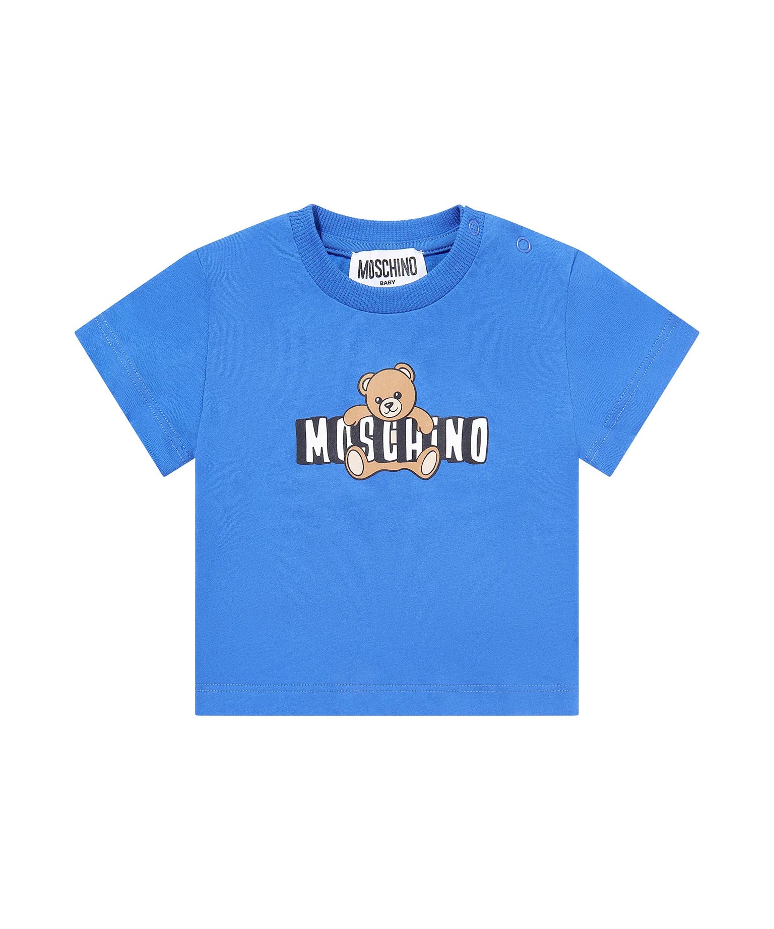 Moschino Kids T-Shirt Bluette con Logo Teddy Bear per Neonati