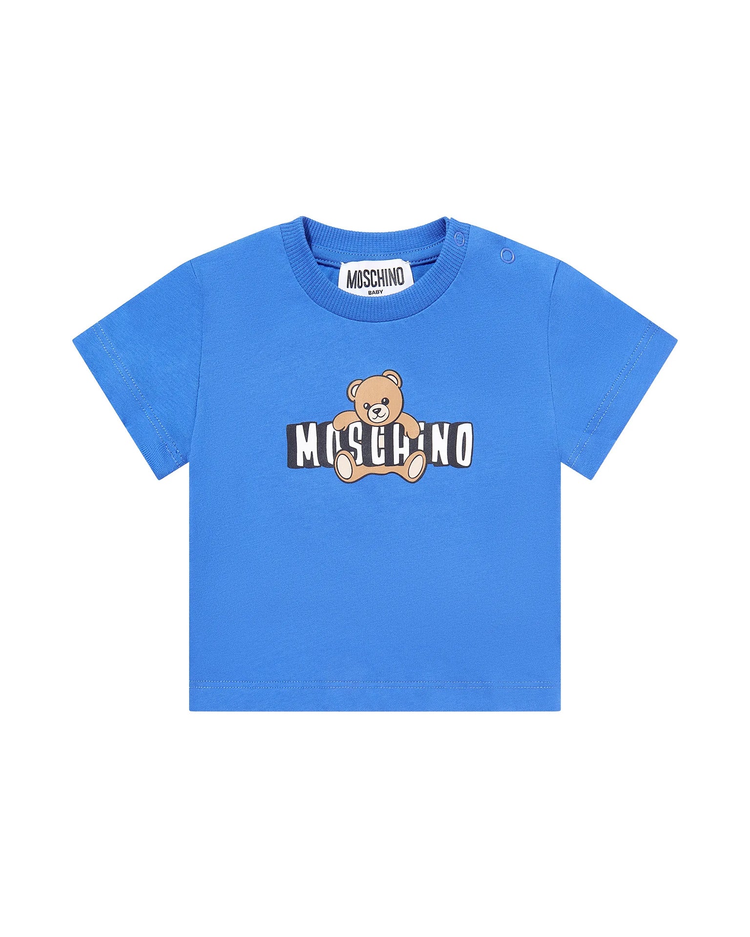Moschino Kids T-Shirt Bluette con Logo Teddy Bear per Neonati