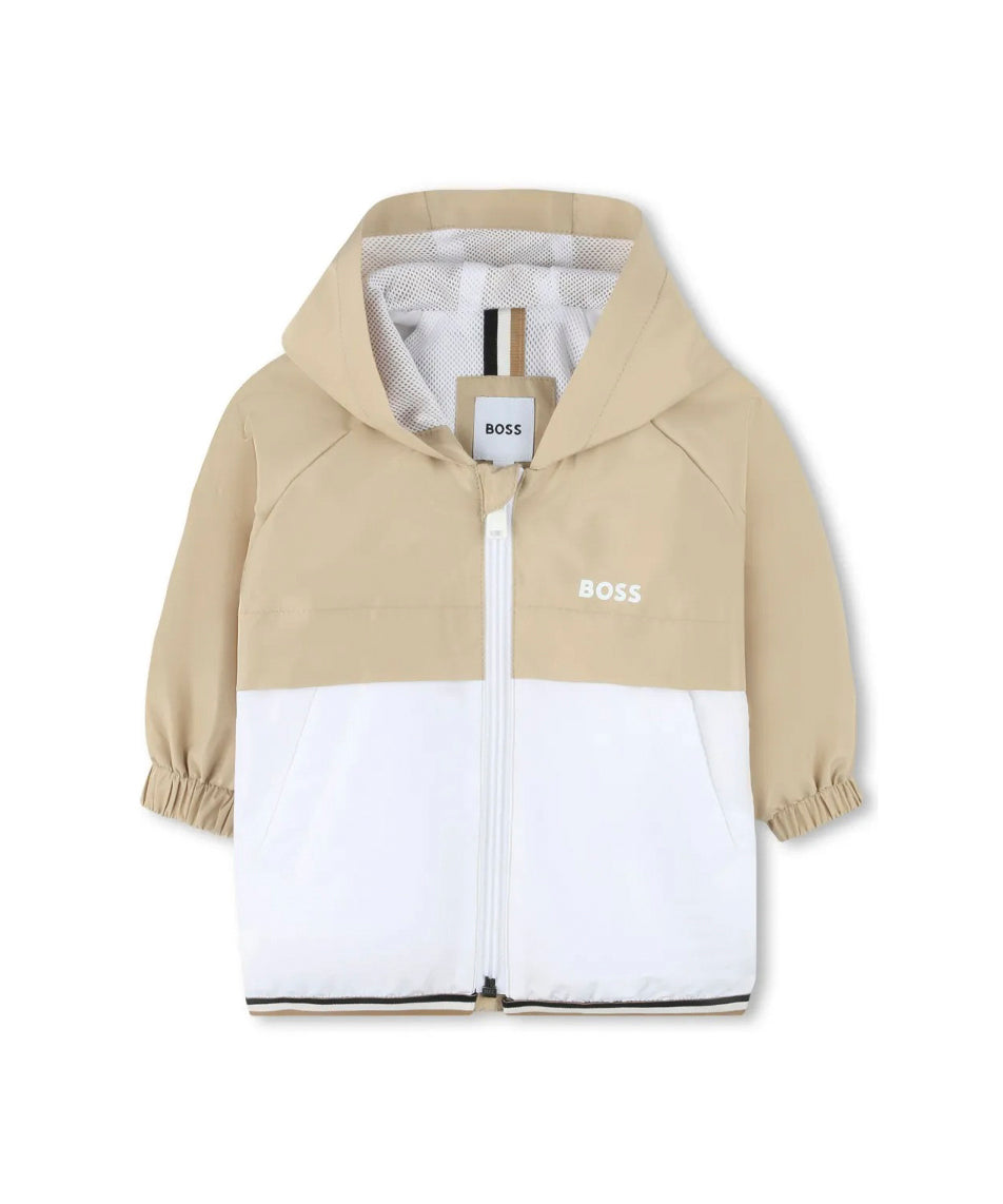 Boss Kids Giubbino a Vento Bianco/Beige per Neonati