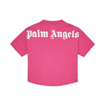 Palm Angels Kids T-Shirt Fucsia con Logo Bianco per Bambine