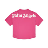 Palm Angels Kids T-Shirt Fucsia con Logo Bianco per Bambine