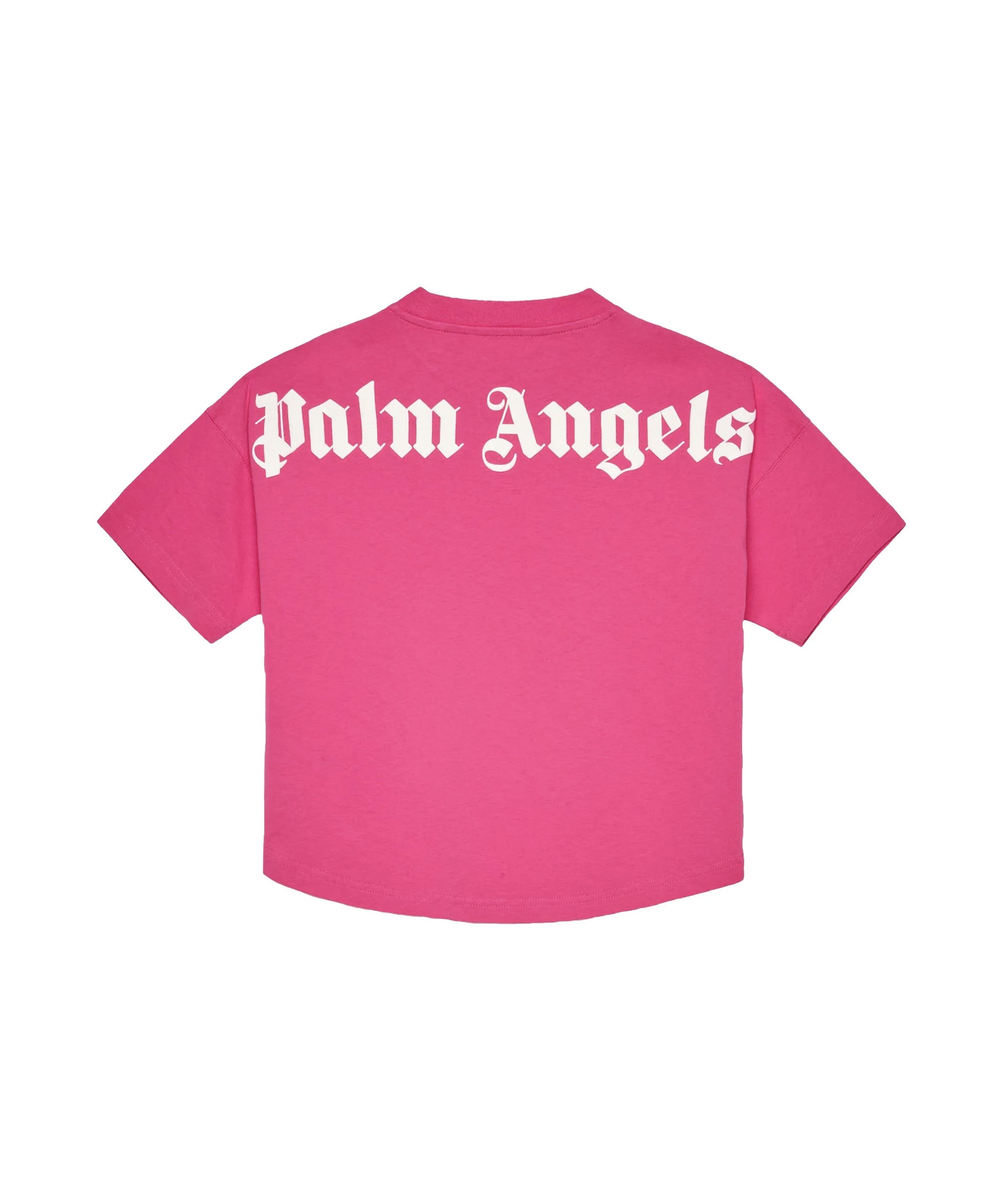 Palm Angels Kids T-Shirt Fucsia con Logo Bianco per Bambine