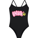 Barrow Kids Costume Intero Nero con Stampa Logo Rosa per Bambine