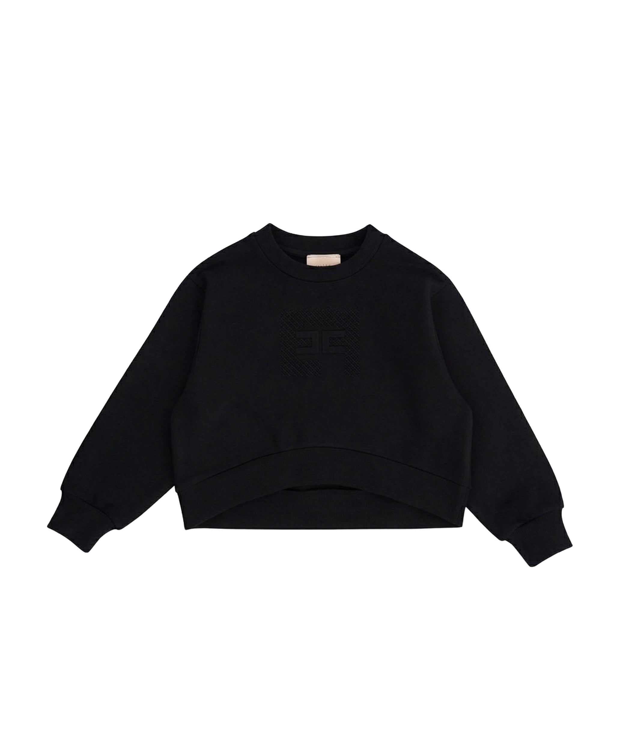 Elisabetta Franchi La Mia Bambina Felpa Girocollo Nero con Logo Centrale per Neonate