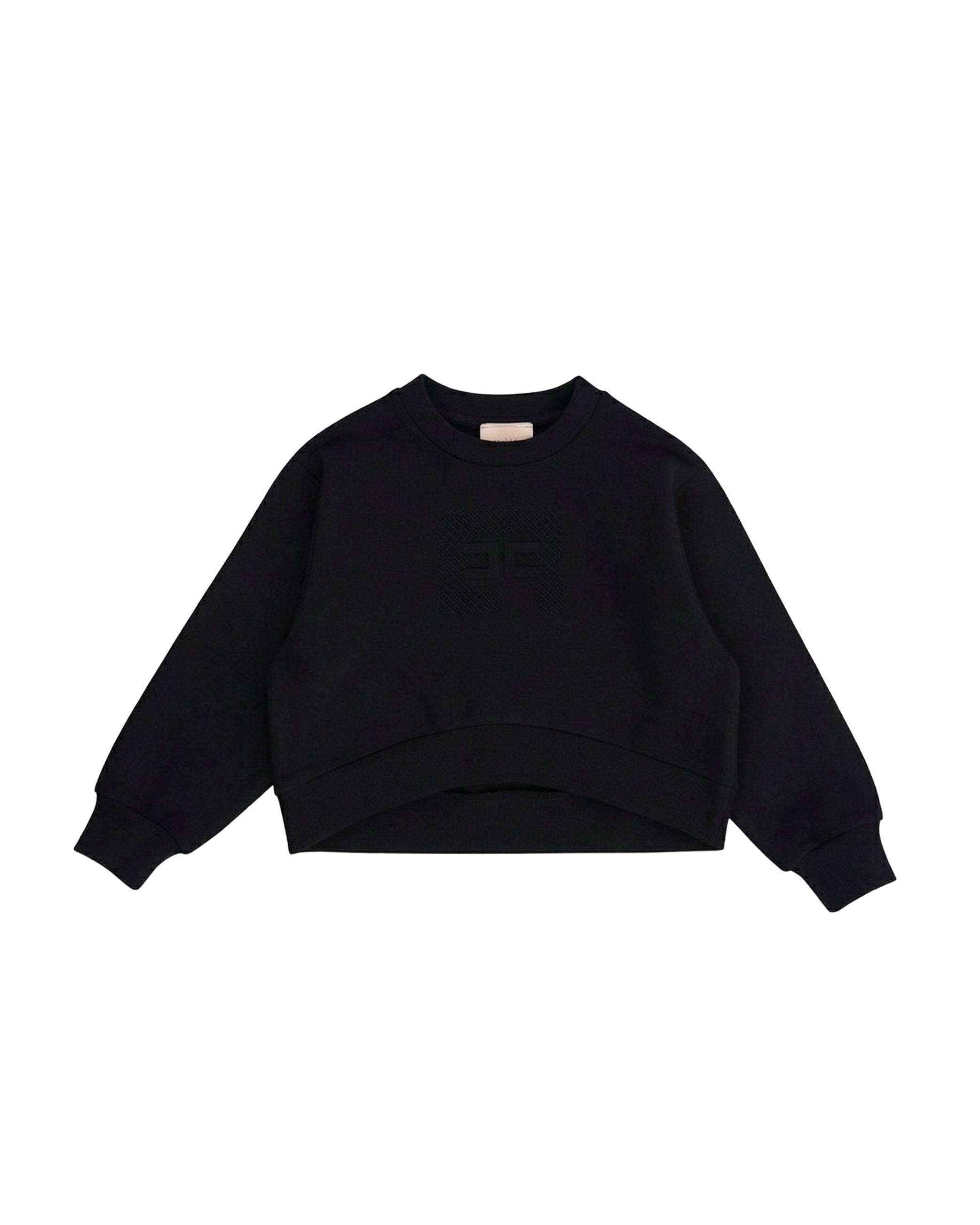 Elisabetta Franchi La Mia Bambina Felpa Girocollo Nero con Logo Centrale per Neonate