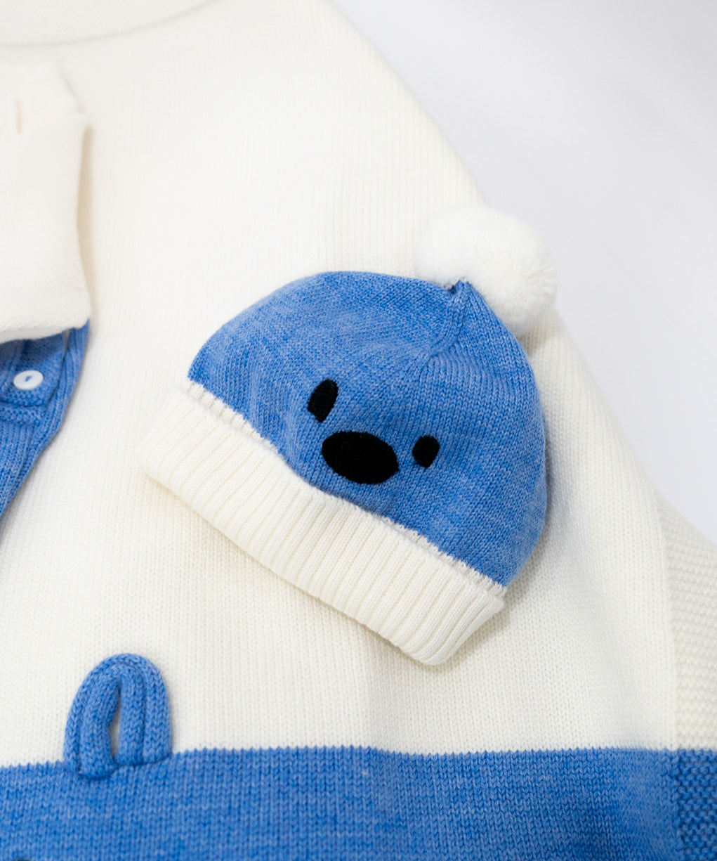 Le Coconnè Cappello Bianco/Azzurro per Neonati