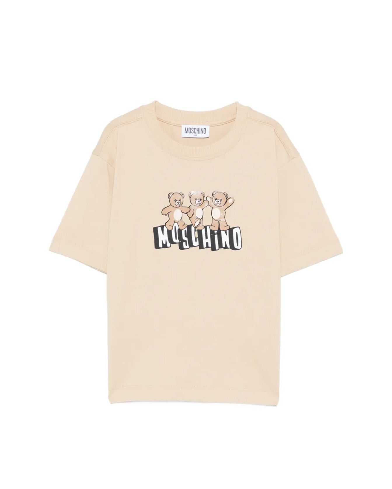 Moschino Kids T-shirt Beige con Logo Teddy Bear per Bambini