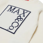 MAX&Co. Kids Maglione Girocollo Panna con Maxi Logo Intarsiato per Bambine