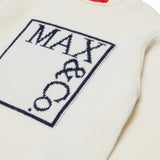 MAX&Co. Kids Maglione Girocollo Panna con Maxi Logo Intarsiato per Bambine