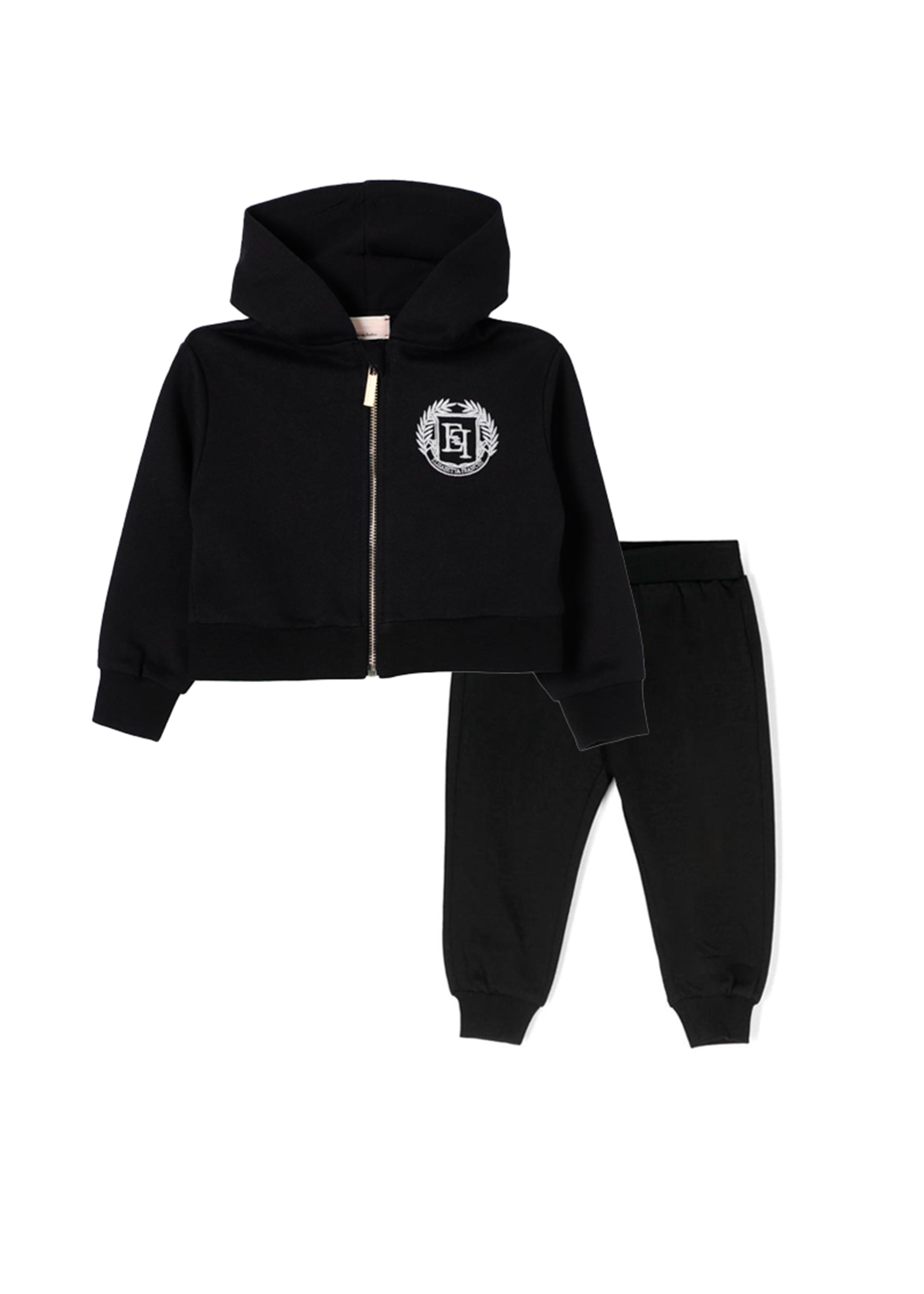 Elisabetta Franchi La Mia Bambina Felpa con Pantaloni Neri per Neonate