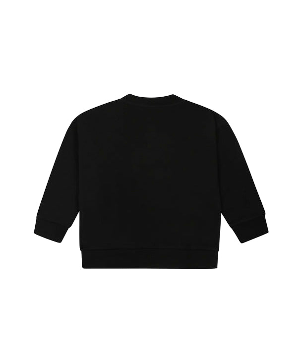 Moschino Kids Felpa Girocollo Nera con Stampa per Neonate