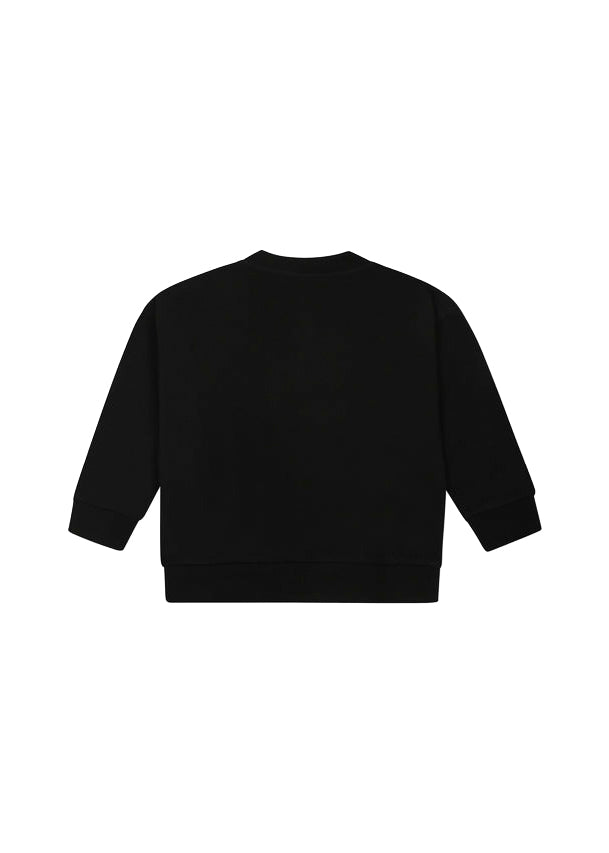 Moschino Kids Felpa Girocollo Nera con Stampa per Neonate