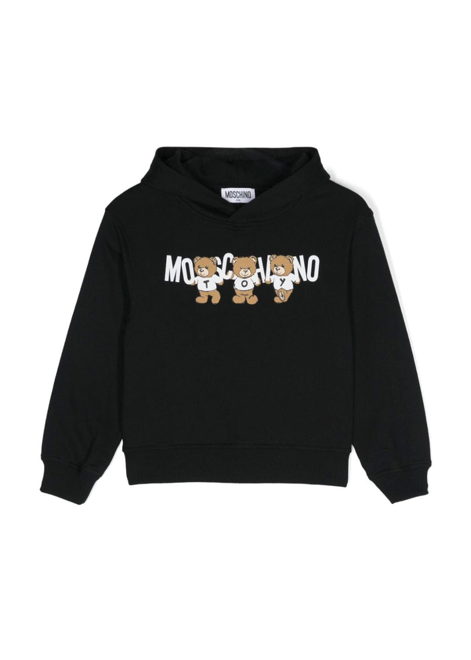 Moschino Kids Felpa Nera con Cappuccio con Logo Teddy Bear per Bambini