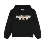 Moschino Kids Felpa Nera con Cappuccio con Logo Teddy Bear per Bambini