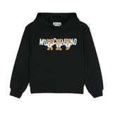 Moschino Kids Felpa Nera con Cappuccio con Logo Teddy Bear per Bambini